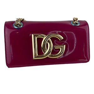 Dolce&Gabbana Women's Polished Calfskin 3.5 Cell Phone Bag Fuchsia Sz Small